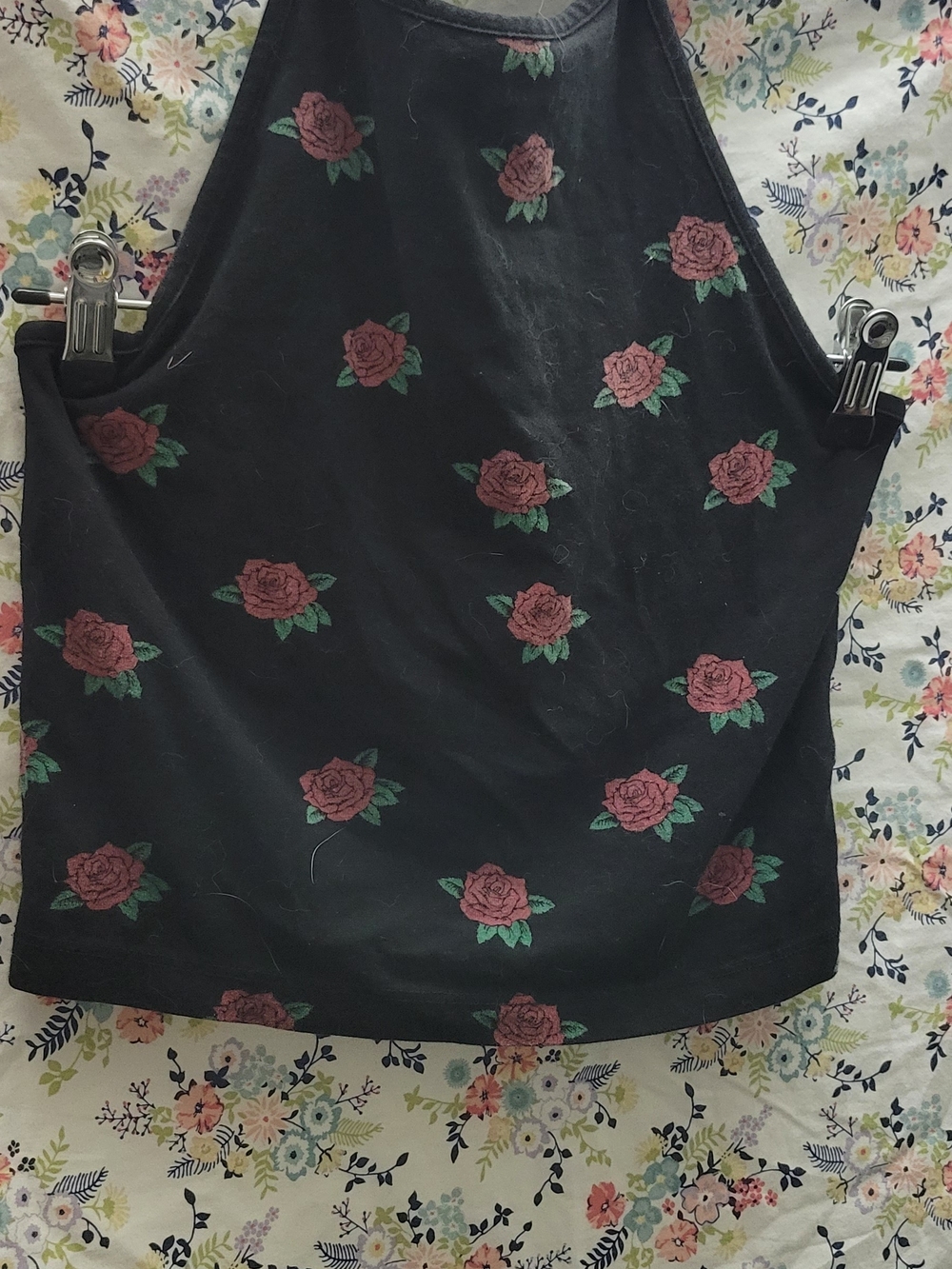 Forever 21 Black Floral Halter Tank